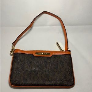 Michael Kors Brown with Orange Trim Wristlet